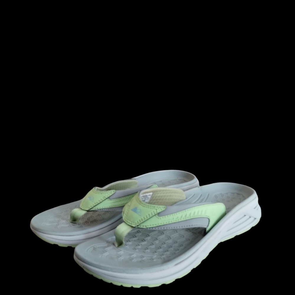 Adidas Lime Green and White Flip Flops - Picture 3 of 12